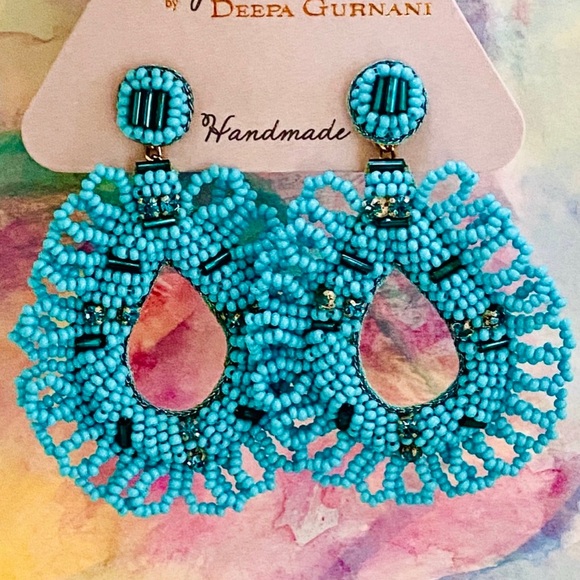 Deepa Gurnani Jewelry - NWT Deepa Gurnani Beaded Ruffled Chandeliers